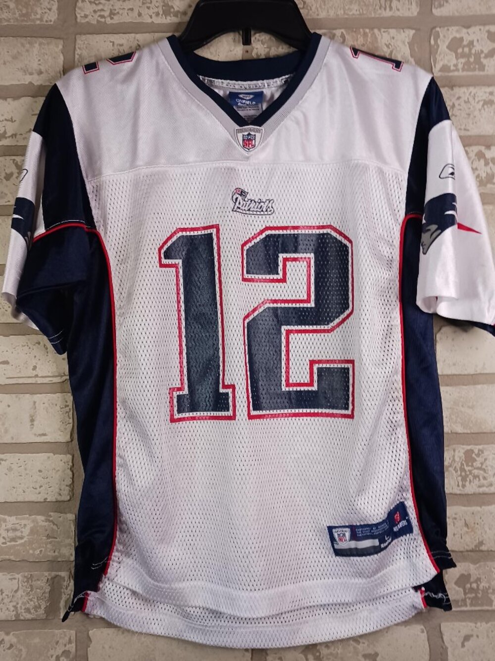 Reebok Tom Brady Jersey Youth Size L 14-16 New England Patriots White NFL